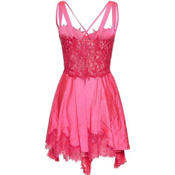 NWT Versace Runway Mini Dress IT 44 US 8 Pink Lace Trim Satin Silk $7,650 - Picture 3 of 16